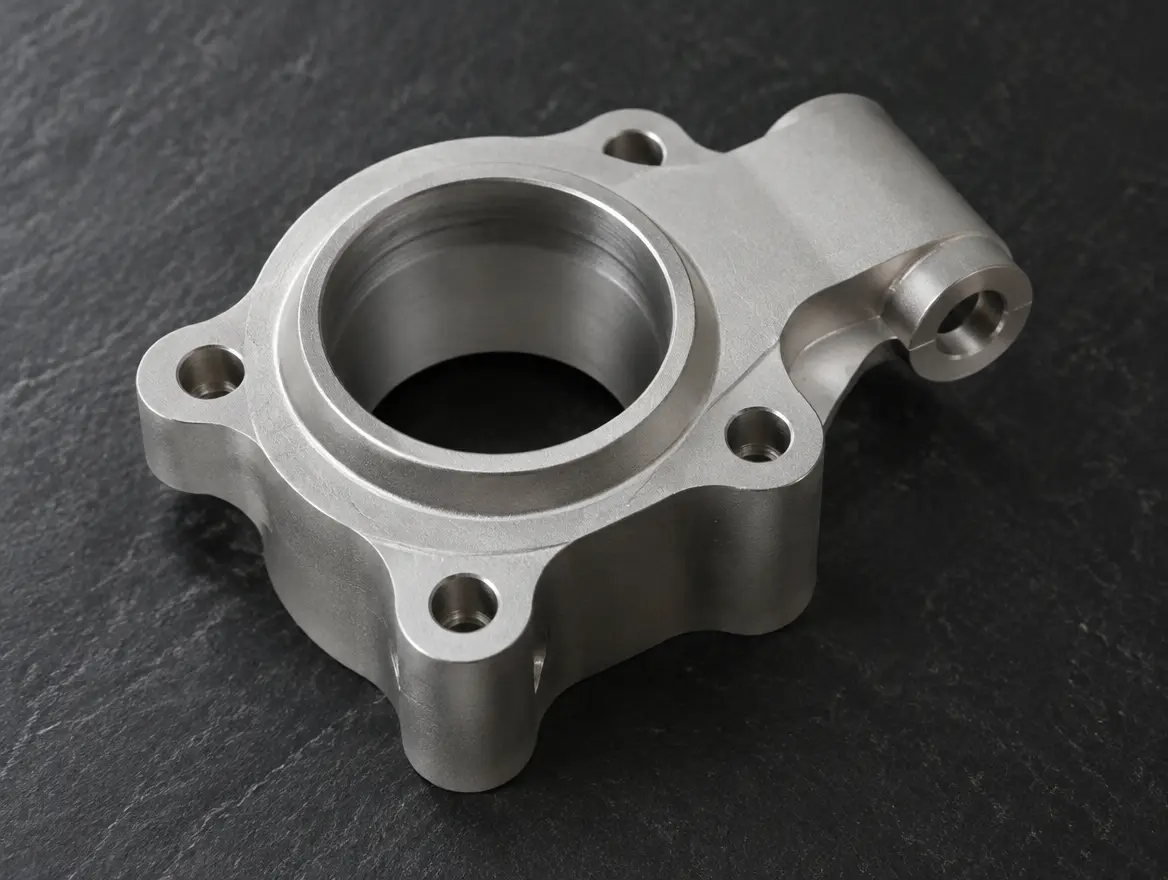 A bead blasted aluminum part